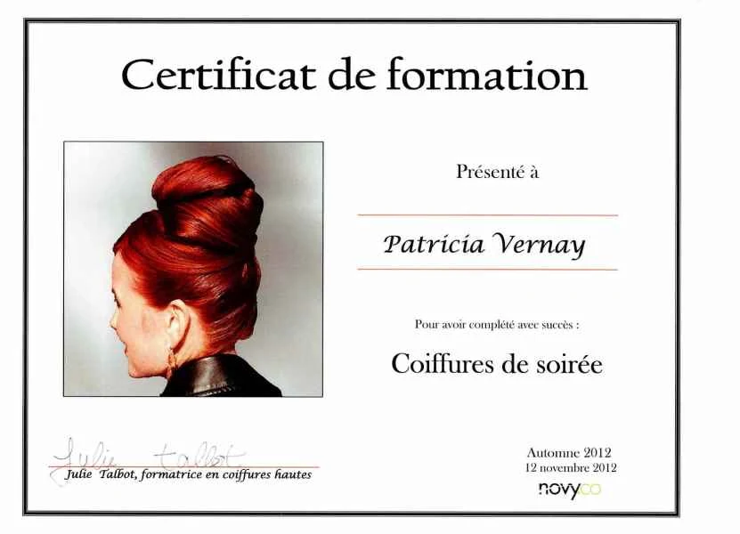 Certificat de formation en coiffures de soirée