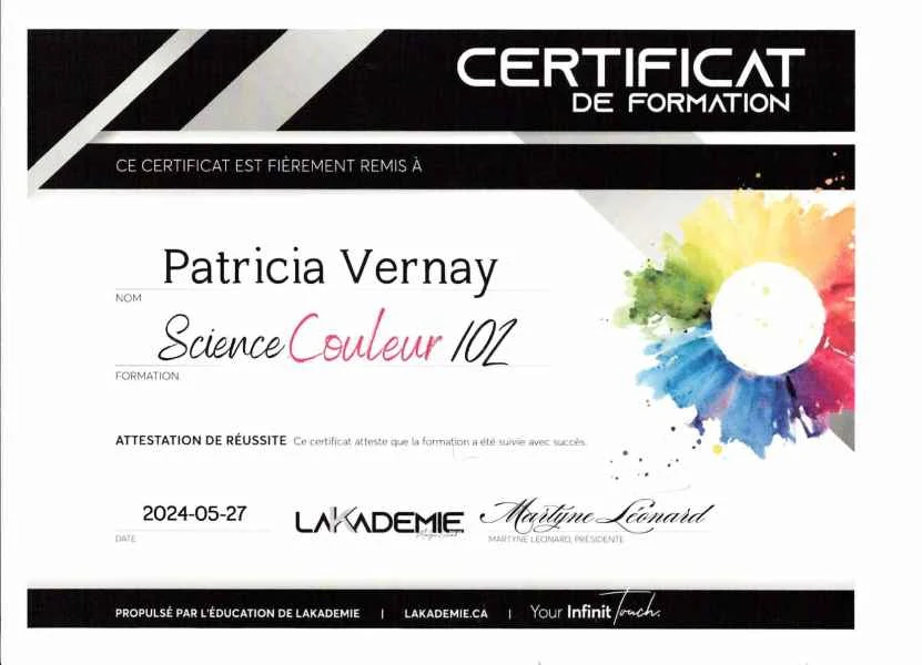 Certificat de formation en science de la couleur